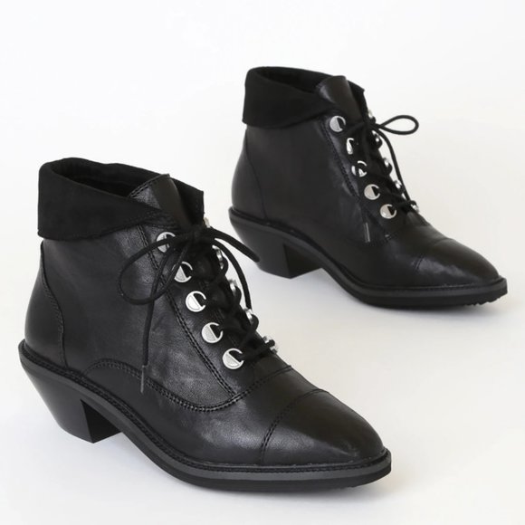 Kelsi Dagger Shoes - NEW Kelsi Dagger Cortez Black Leather Lace-Up Ankle Boots Booties Size 6